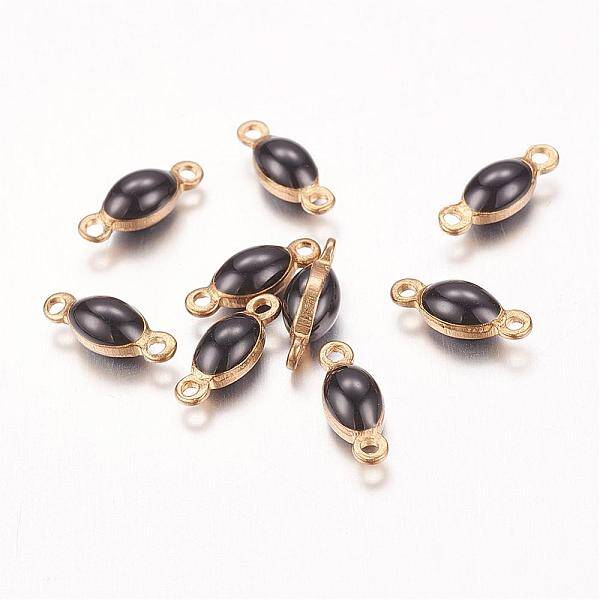 Antique Bronze Plated Brass Enamel Oval Links connectors