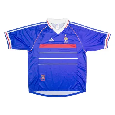 ADIDAS France Football Federation Mens Football Shirt Jersey Blue Collared XL