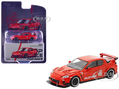 Mazda RX-8 RE-Amemiya RHD (Right Hand Drive) Red with Graphics Enigma Exclusive Edition 1/64 Diecast Model Car by Pop Race