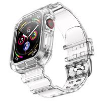 Clear Watch Band for Apple Watch 38mm 40mm 41mm/42mm 44mm 45mm Jelly Crystal Bumper Case Band for Women Men Compatible with A...
