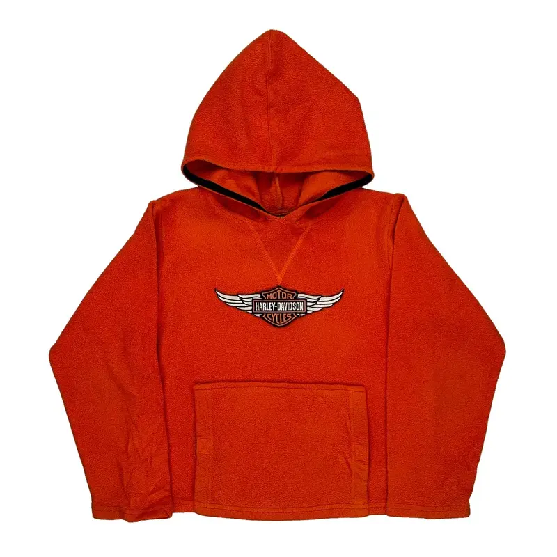 Age 7 Harley Davidson Graphic Hoodie - Small Orange Polyester