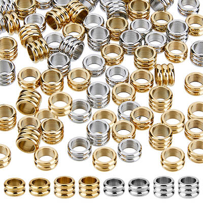 60Pcs 4 Style 304 Stainless Steel European Beads