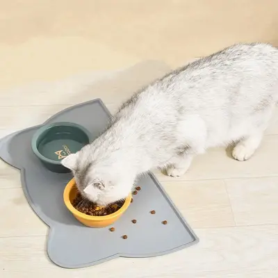 Cartoon Design Pet Placemat, Anti Slip Anti Spill Pets Feeding Mat, Waterproof Pets Dining Mat Pets Drinking Placemat, Pet Su...
