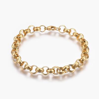 Ion Plating(IP) 304 Stainless Steel Rolo Chain Bracelets