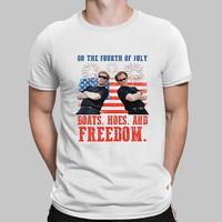 Step Brothers Brand On The Fourth Of July Boats Hoes And Freedom Parody T Shirt Funny 4th Of July Design Red White Blue Strip...