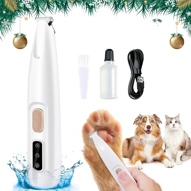 Rechargeable Pet Hair Trimmer Kit | Cordless Quiet Paw Trimmer with LED Light - Waterproof, Small Dogs & Cats! Easy Quiet Gro...