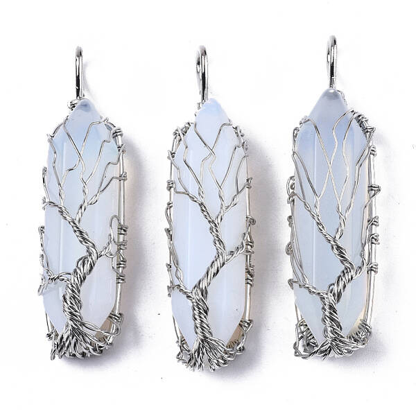 Opalite Big Wire Wrapped Pointed Pendants