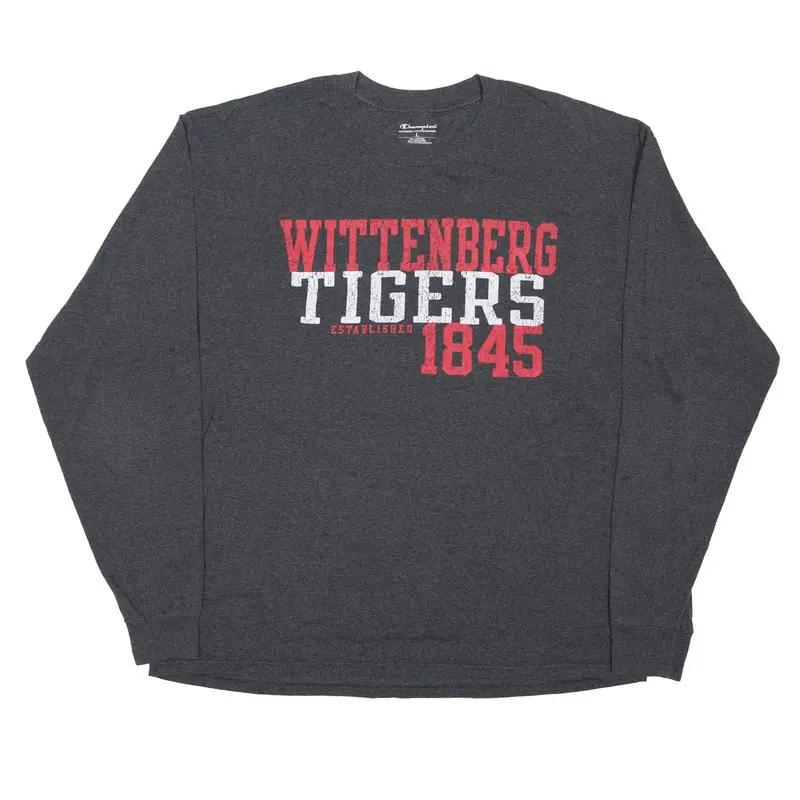 CHAMPION Wittenburg Tigers USA T-Shirt Grey Long Sleeve Mens L