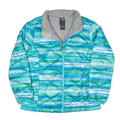 THE NORTH FACE Down Insulated 550 Puffer Jacket Blue Striped Girls L