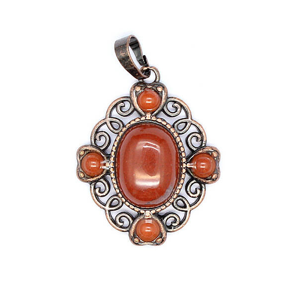 Retro Hollow Natural Red Jasper Pendants