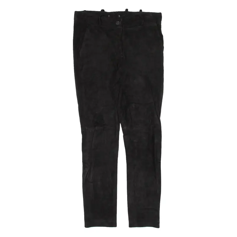 Womens Leather Trousers Black Slim Skinny Suede W30 L27