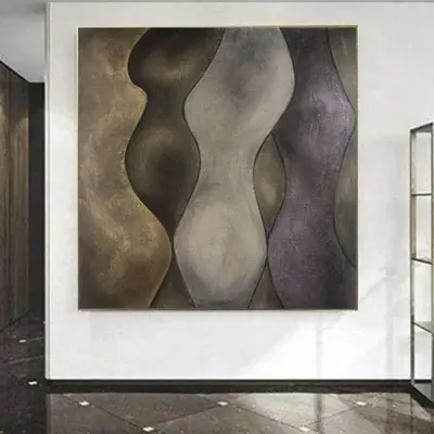 Large Acrylic Painting Bronze Brown Painting Unique Wall Art Modern Wall Art Framed | IN THE CROWD