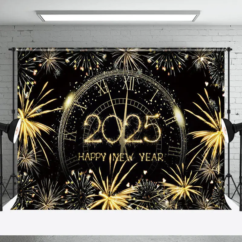 Aperturee Gold Sparks Dial Countdown 2025 New Year Backdrop - Aperturee