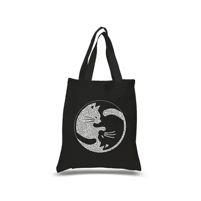 Yin Yang Cat - Small Word Art Tote Bag - Navy - SMALL
