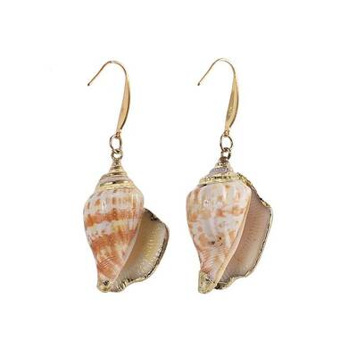 Electroplated Conch Shell Dangle Earrings