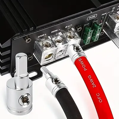 Car Stereo Audio AWG Pin Power Ground Wire Adapter, Easy Installation and Secure Connection, Universal Car Heavy-Duty Amp In...