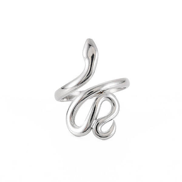 304 Stainless Steel Snake Wide Open Cuff Ring for Women