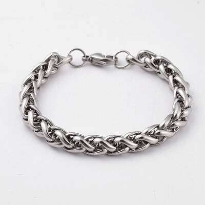 Tarnish Resistant Unisex 304 Stainless Steel Wheat Chain Bracelets