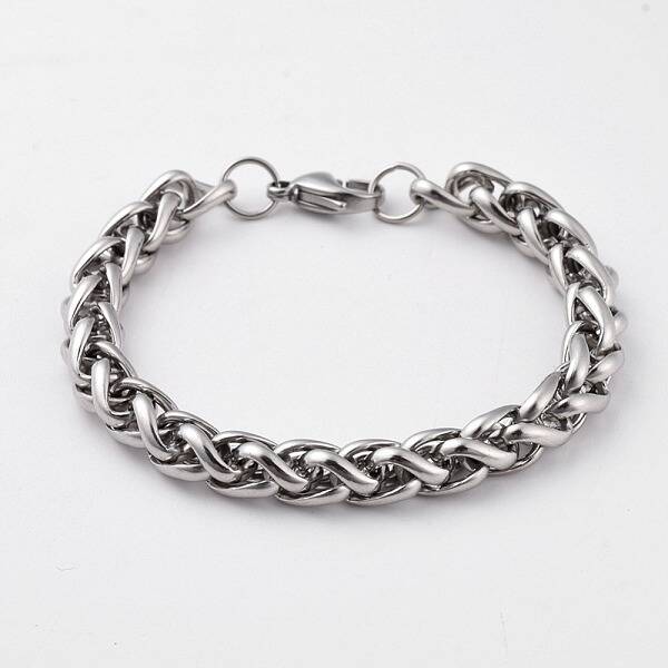 Tarnish Resistant Unisex 304 Stainless Steel Wheat Chain Bracelets