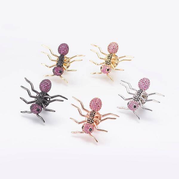 Brass Micro Pave Cubic Zirconia Brooches