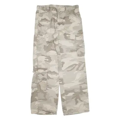 AUTHENTIC STYLE Cargo Camo Womens Trousers Green Regular Wide-Leg W35 L34