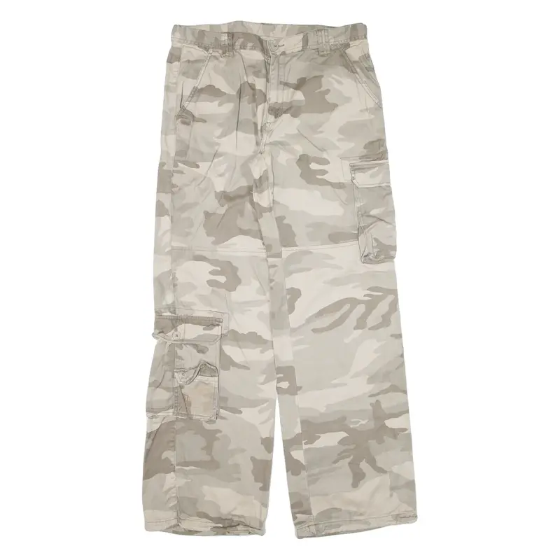 AUTHENTIC STYLE Cargo Camo Womens Trousers Green Regular Wide-Leg W35 L34