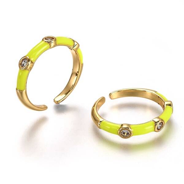 Brass Micro Pave Clear Cubic Zirconia Cuff Rings