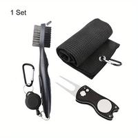 Professional Golf Cleaning Tool Set, 3 Counts/set Golf Towel & Club Groove Cleaner Brush & Foldable Divot Repair Tool, 3 in 1...