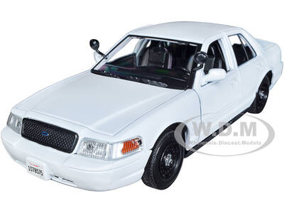 2010 Ford Crown Victoria Police Interceptor Unmarked White Custom Builder's Kit Series 1/24 Diecast Model Car by Motormax