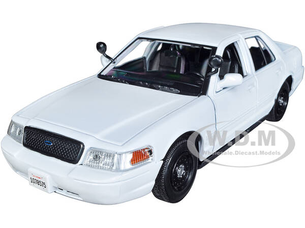 2010 Ford Crown Victoria Police Interceptor Unmarked White Custom Builder's Kit Series 1/24 Diecast Model Car by Motormax