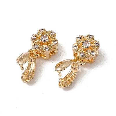 Brass Micro Pave Clear Cubic Zirconia Ice Pick Pinch Bails