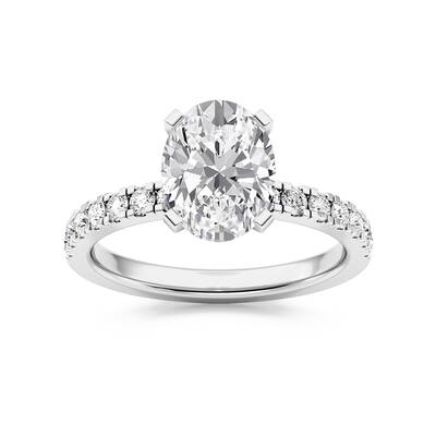 Troy Two Tone Oval Lab Grown Diamond Engagement Ring | 14K White Gold 2 3/8 CT. TW.