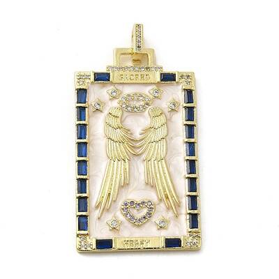 Brass Micro Pave Cubic Zirconia Pendants with Enamel