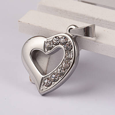 Heart 304 Stainless Steel Rhinestone Pendants