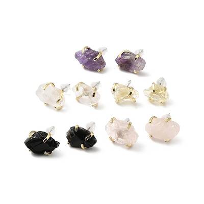 Raw Rough Natural Gemstone Stud Earrings