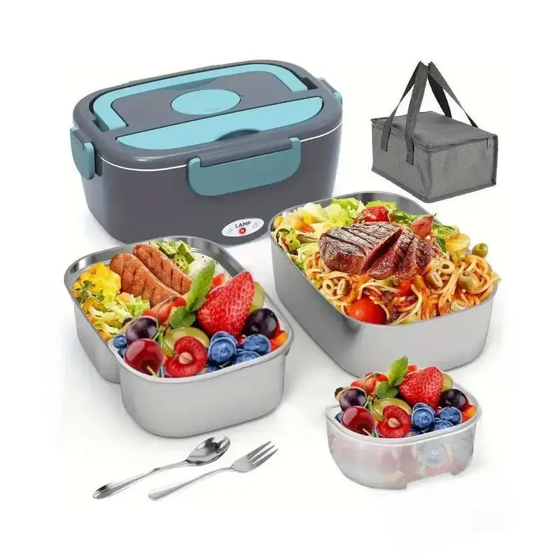 2 in 1 Electric Lunch Box, 1 Set Portable Fast Heating Lunch Box with Detachable Inner Tank, Suitable for Cars, Trucks, Off...