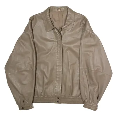 Womens Jacket Brown Leather 90s UK 16