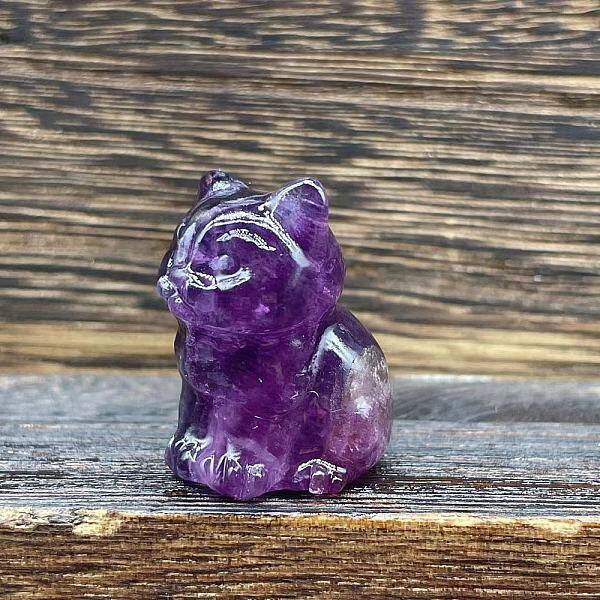 Natural Fluorite Carved Healing Cat Figurines
