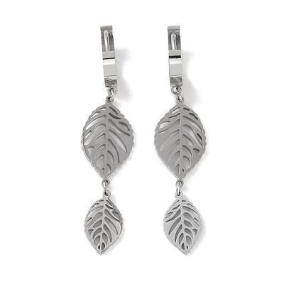 Non-Tarnish Hollow Leaf 304 Stainless Steel Dangle Earrings
