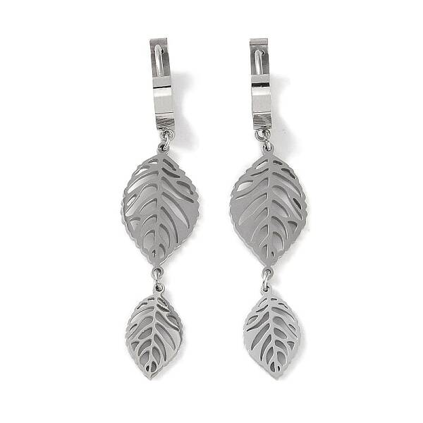 Non-Tarnish Hollow Leaf 304 Stainless Steel Dangle Earrings