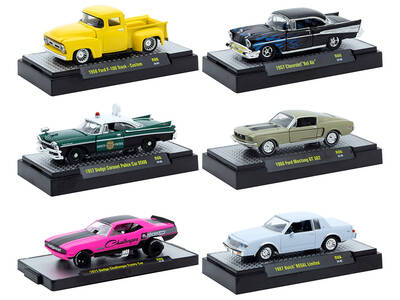 Auto Meets Set of 6 Cars IN DISPLAY CASES Release 86 Limited Edition 1/64 Diecast Model Cars by M2 Machines