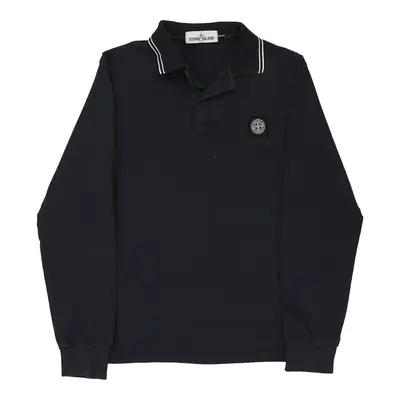 Stone Island Slim Fit Long Sleeve Polo Shirt - Small Navy Cotton