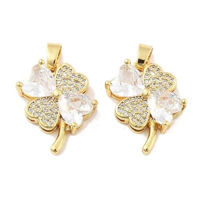 Clover Brass Micro Pave Cubic Zirconia Pendants