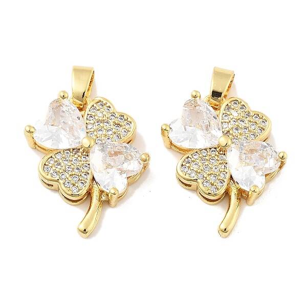 Clover Brass Micro Pave Cubic Zirconia Pendants