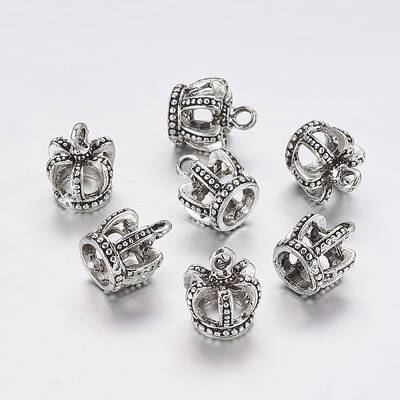 Tibetan Style Alloy 3D Crown Charms