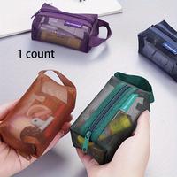 Mesh Outer Layer Cable Storage Bag, 1 Count Portable Small Carry-on Bag for Data Cable & Charger, Makeup Bag, Travel Dorm Cab...