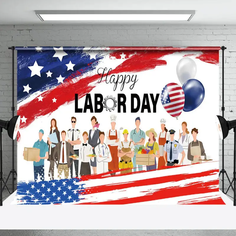 All Working People Celebrate Labor Day Holiday Backdrop