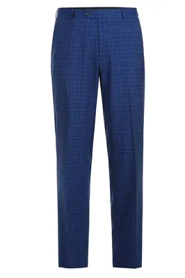 Blue Windowpane Check Men's Classic Fit Two-Button Suit