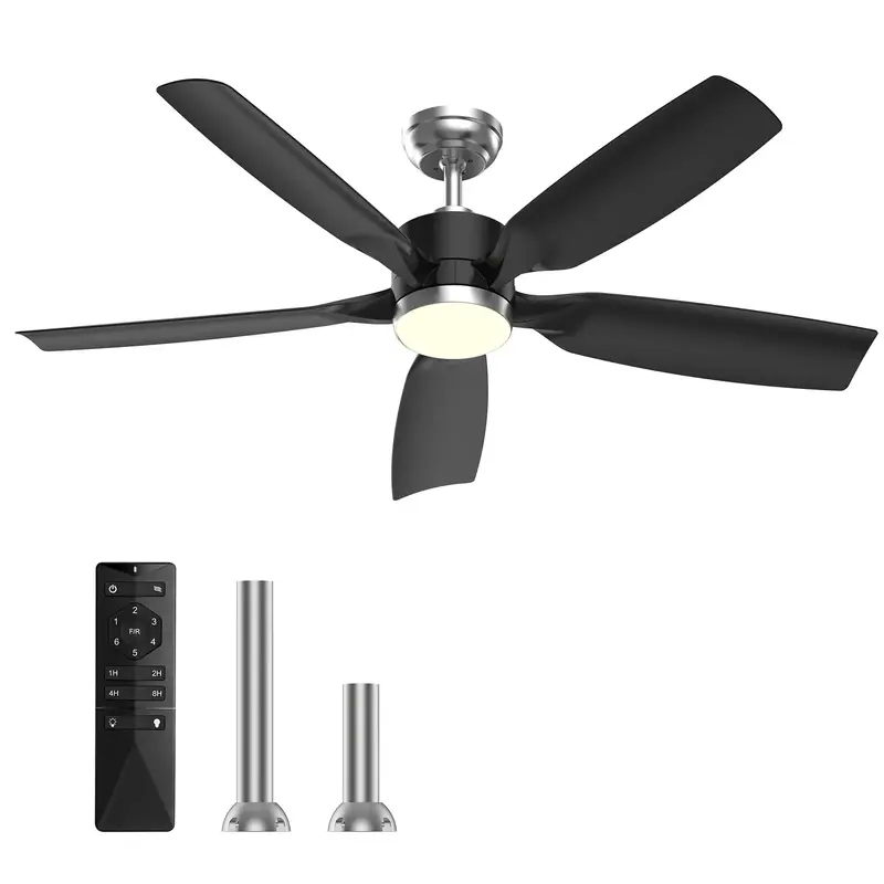 Ceiling Fans with Lights, Large Indoor Ceiling Fan with Remote Control, Flush Mount, Reversible, 3CCT, Dimmable, Quiet, Black...