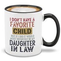 Letter Pattern Ceramic Mug, 1 Count Coffee Mug with Handle, Drinking Cup for Home Office Use